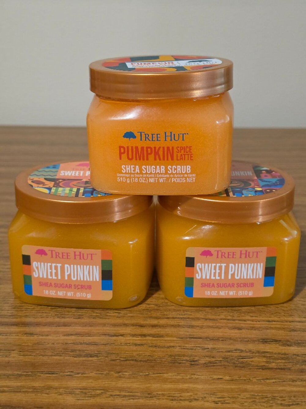Tree Hut Shea Sugar Scrub Lot 3 Pumpkin Spice Latte & Sweet Punkin 18 oz Fall